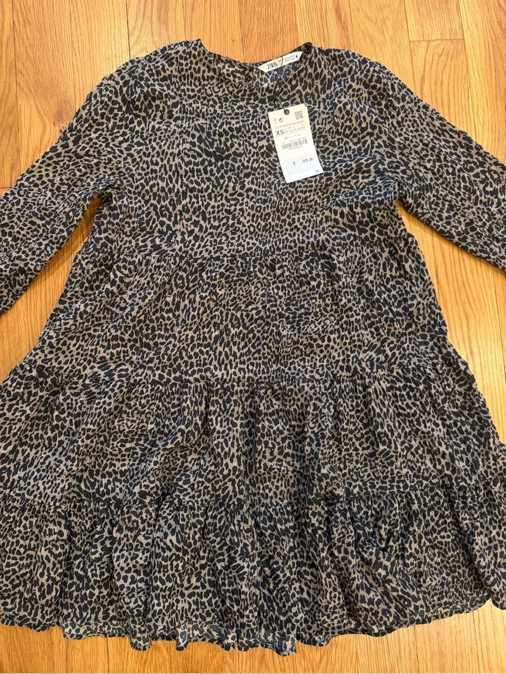 Zara Leopard Print Babydoll Dress NWT!